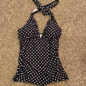 Black and white polkadot swim top only